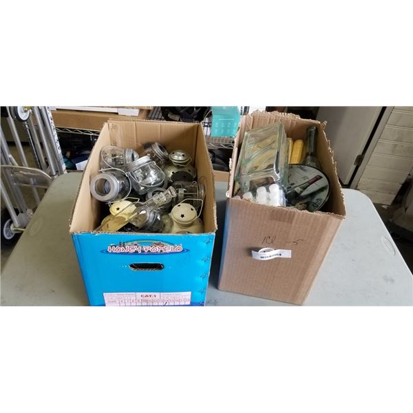 2 BOXES OF WEDDING AND TABLE DECOR, INCLDUING LANTERNS