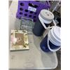 Image 2 : 2 BOXES OF DECORATIVE DECOR INLCUDING GALVANIZED METAL ITEMS, GLASS BLOCK ETC