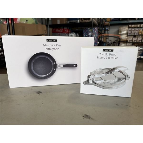 BRAND NEW EPICURE MINI FRY PAN AND TORTILLA PRESS