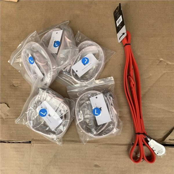 NEW STANDARD 5FT WATERPROOF LEASH AND 5 NEW LARGE WATERPROOF COLLARS 15"-18"