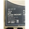 Image 3 : HAMILTON BAY 13 INCH LED FLUSH MOUNT WITH BLACK FINISH & FROSTED WHITE GLASS SHADE