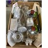 Image 4 : 2 BOXES OF DECORATIVE GLASS ITEMS INLCUDING VASES, CANNISTER SET AND MORE