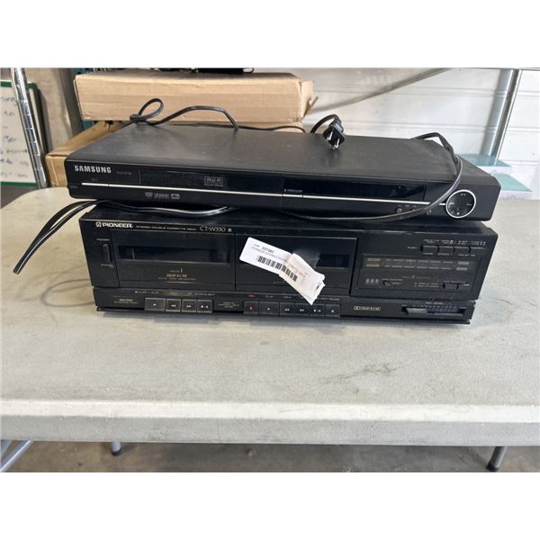PIONEER STEREO DOUBLE CASETTE DECK AND SAMSUNG DVD PLAYER/RECORDER