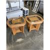Image 1 : PAIR OF GLASSTOP OAK COFFEE TABLES