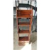 Image 4 : WOODEN DISPLAY SHELF WITH 2 DRAWERS AND A TALL NARROW WOODEN ACCENT TABLE WITH A SINGLE DRAWER