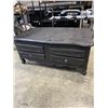 Image 1 : LARGE COFFE TABLE WITH TOP OPENING STORAGE TRUNK WITH 2 DRAWERS. 52" WIDE