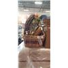 Image 2 : 2 WICKER BASKETS, WICKER PLACEMATS, WICKER WELCOME SIGN, BOX OF WICKER DOLLS, ETC