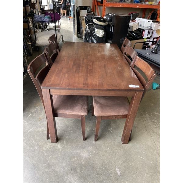 DARK WOOD SOLID DINING TABLE WITH 6 CHAIRS