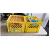 Image 1 : MILK CRATE OF BUBBLE ENVELOPES, AND MILK CRATE OF PHOTO ALBUMS, HORIZON NEWSPRINT RULED PAPER