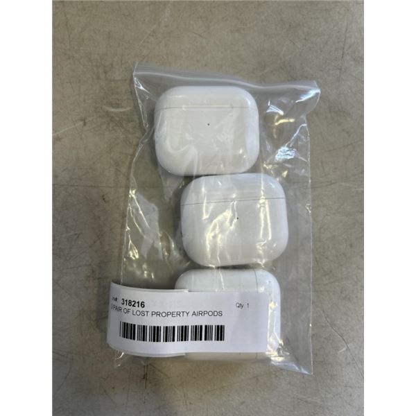 3 PAIR OF LOST PROPERTY AIRPODS UNKOWN CONDITION