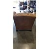 Image 5 : BROWN LEATHER WINGBACK ARMCHAIR AND A BROWN LEATHER OTTOMAN WITH A PILLOW TOP CUSHION