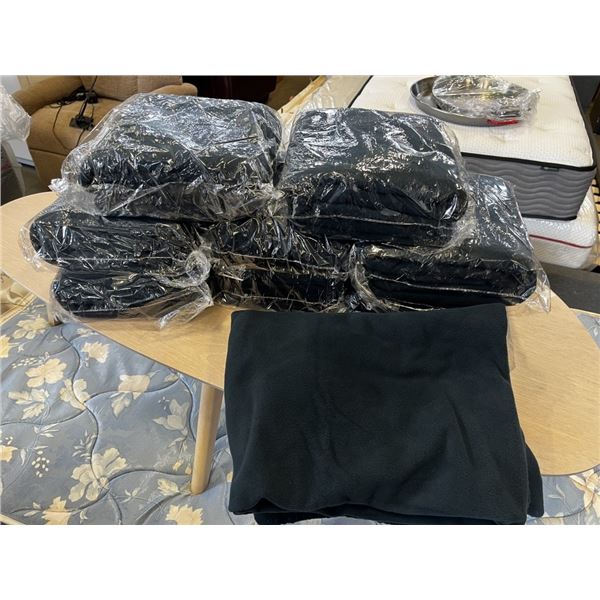 8 NEW OUTDOOR BLANKETS, 46 INCH X 60 INCH FLEECE, NAVY BLUE