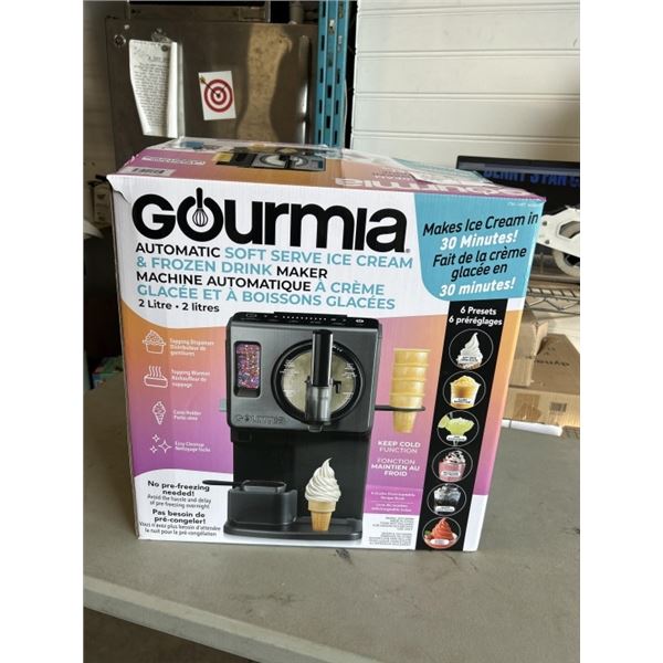 AS NEW GOURMIA AUTOMATIC SOFT SERVE ICE CREAM & FROZEN DRINK MAKER