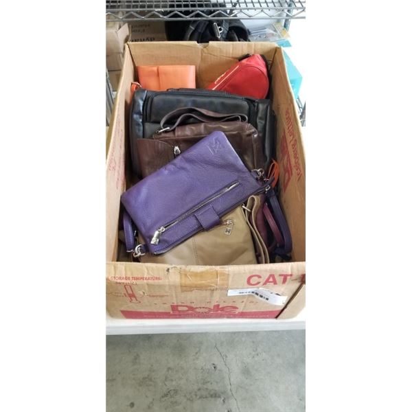 TRAY OF LADIES HANDBAGS, PURSES, CLUTCHES INCLUDING PERUZZI, PAUL & TAYLOR ETC