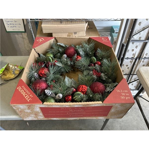 CG HUNTER 30-INCH PRE-LIT ARTIFICIAL HOLIDAY WREATH