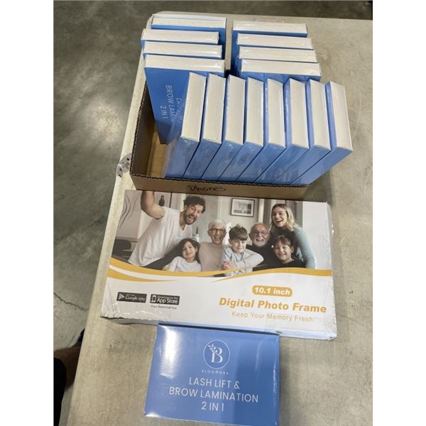 17 BLOOMORA LASH LIFT & BROW LAMINATION KITS AND 10.1 INCH DIGITAL PHOTO FRAME