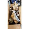 Image 3 : 2 BOXES OF WEDDING DECORATIVE ITEMS INCLUDING PLASTIC PADDED TABLE COVERS, CANDLES, DECORATIVE BELLS