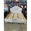Image 1 : KINGSIZE TUFTED AND PADDED BEDFRAME, ORNATELY CARVED