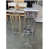Image 1 : 2 METAL PLANT STANDS. ONE HAS A MARBLE TOP