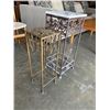 Image 2 : 2 METAL PLANT STANDS. ONE HAS A MARBLE TOP