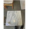 Image 4 : 2 METAL PLANT STANDS. ONE HAS A MARBLE TOP