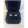 Image 2 : NEW S925 1.0CT EACH LAB CREATED BLUE SAPPHIRE HALO STUD EARRINGS, MOUNTED IN 925 STERLING SILVER W/ 