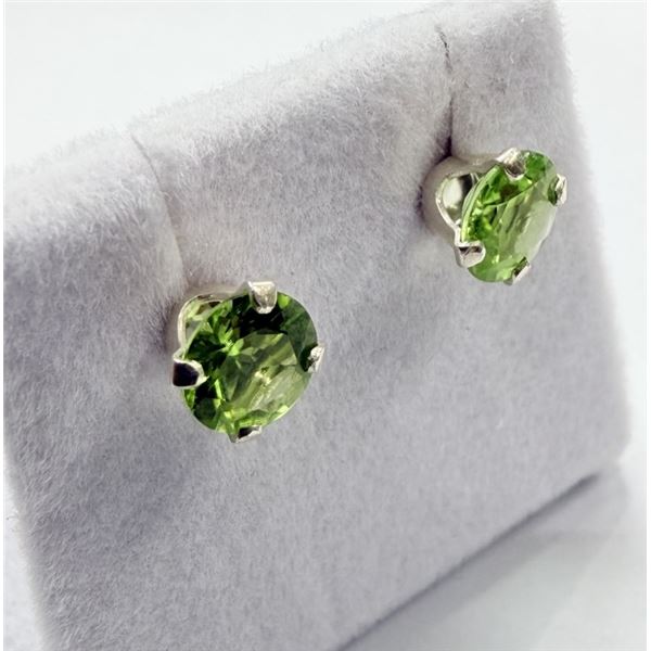 STERLING SILVER NATURAL PERIDOT EARRINGS, W/A $430.00. PERIDOT IS THE BIRTHSTONE FOR AUGUST.