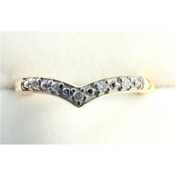 GOLD PLATED STERLING SILVER NATURAL DIAMOND (0.005CT) RING, SIZE 5.5, W/A $650.00. DIAMOND IS THE BI