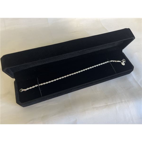 NEW S925 3.0MM TWISTED ROPE BRACELET, 8.5" LONG, 925 STERLING SILVER W/ WHITE GOLD OVERLAY
