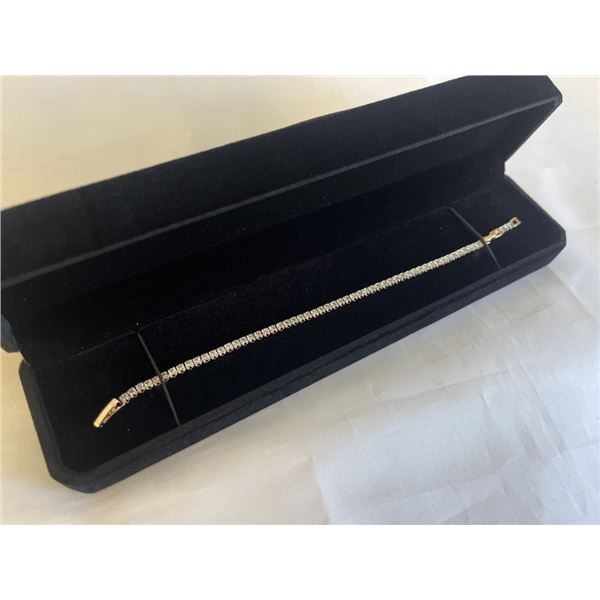 NEW 18K GOLD PLATED 2.5MM PRINCESS CUT SIMULATED DIAMOND (CZ) TENNIS BRACELET, 6.75"-7.75"