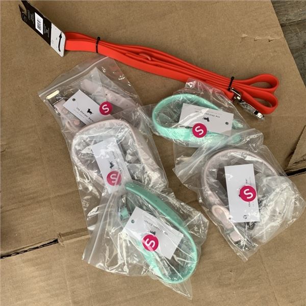 NEW STANDARD 5FT WATERPROOF LEASH AND 5 NEW SMALL WATERPROOF COLLARS 8"-12"