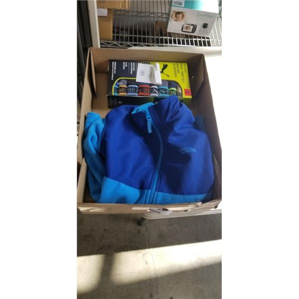AS NEW EDDIE BAUER KIDS JACKETSIZE L/G 10/12, AND 8 PUMA  PACK BOYS BOXER BRIEFS SIZE M