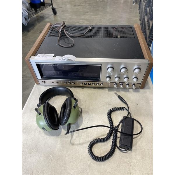 VINTAGE KENWOOD KR9340 FOUR CHANNEL RECEIVER. WORKING, AND TENCO STEREO HEADPHONES MODEL AR-300