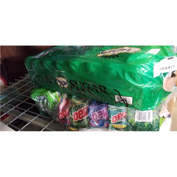 24 PACK CANADA DRY ZERO SUGAR AND 24 PACK MOUNTAIN DEW ASSORTED. A FEW CANS MAY BE MISSING
