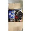Image 4 : MILK CRATE OF CANDLES, AND BOX OF CANDLE HOLDERS
