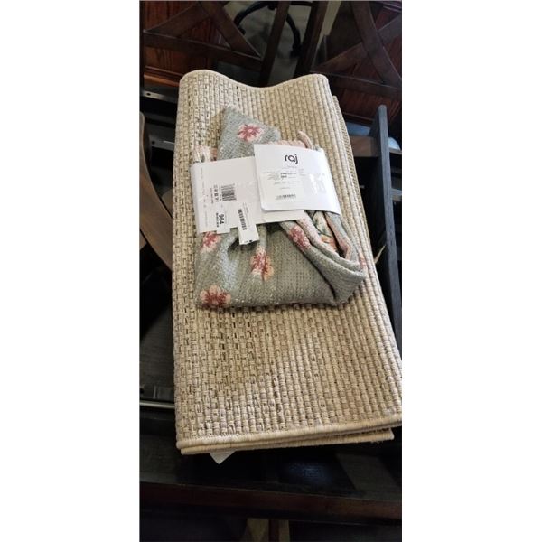 NEW RAJ REVERSIBLE ACCENT RUG (27" X 45"), AND TOSCANA  FLOOR MAT (60" X 31")