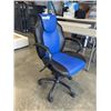 Image 2 : BLACK & BLUE FAUX LEATHER ERGONOMIC GAMING/OFFICE CHAIR. RETAIL $39.97