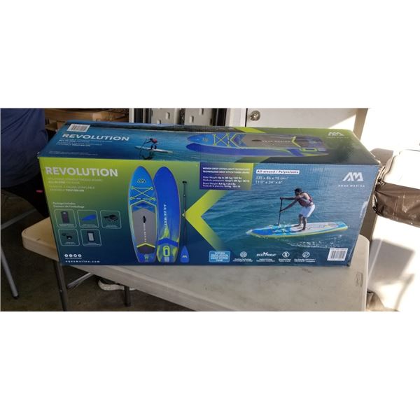 AS NEW AQUA MARINE REVOLUTION INFLATABLE STANDUP PADDLE BOARD ALL IN ONE PACKAGE