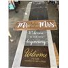 Image 1 : WALL DECORATIONS INCLUDING MR & MRS SIGN, WELCOME SIGNS ETC