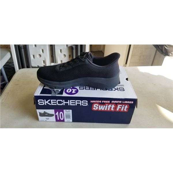 NEW SKECHERS SWIFT FIT MEN BLACK RUNNING SHOES. SIZE 10. RETAIL $59.99