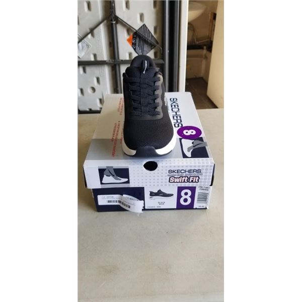 NEW SKECHERS SWIFT FIT BLACK RUNNING SHOES. SIZE 8
