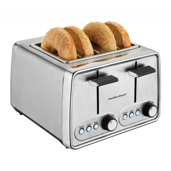 HAMILTON BEACH MODERN CHROME 4 SLICE TOASTER - TESTED WORKING