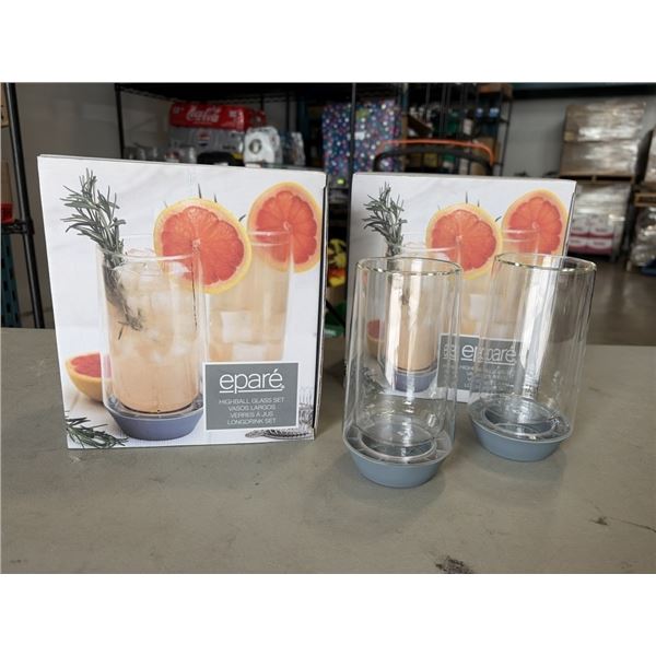 BRAND NEW SET OF 4 EPARE HIGHBALL GLASS SET, DUAL WALL INSULATED GLASS RETAIL TOTAL $108