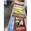 Image 1 : TRAY OF VINTAGE SIGNS AND STANLEY PARK BREWERY WOODEN BEER CRATE
