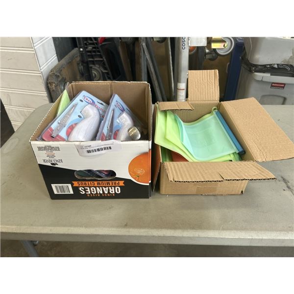 NEW ONE TOUCH CORDLESS KNIVES AND ASSOREDT REUSEABLE SILICONE BAGS