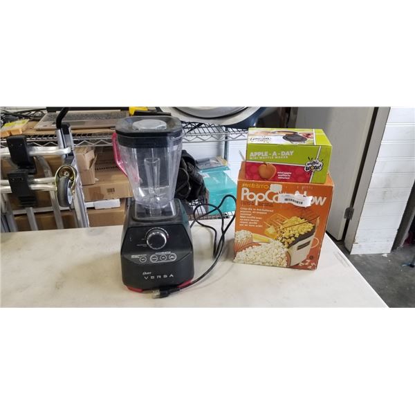OSTER VERSA BLENDER, WORKING, AND PRESTO POPCORN NOW POPCORN MAKER AND APPLE-A-DAY MINI WAFFLE MAKER