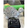 Image 2 : TRAY OF DECORATIVE ITEMS INCLUDING STONE TURTLE, COUPLE VASES, A SAFE