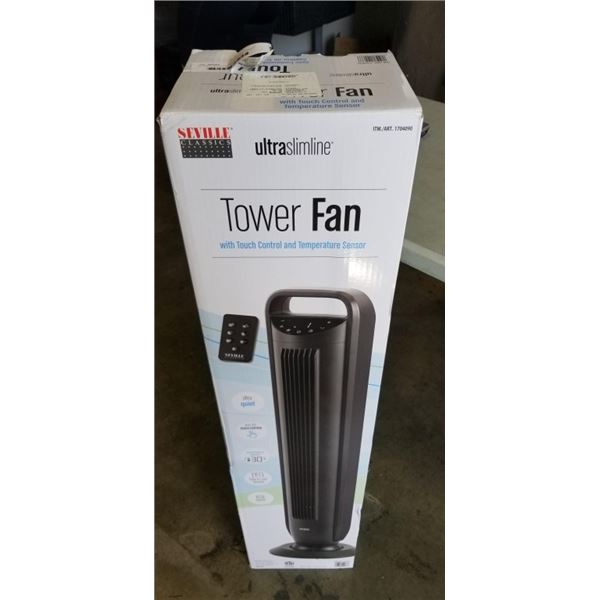 ULTRASLIMLINE TOWER FAN WITH TOUCH CONTROL & TEMPERATURE SENSOR. WORKING