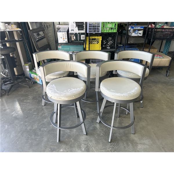 5 SWIVEL LEATHER-LOOK BARSTOOLS - PEALING