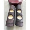 Image 3 : SPINNING WOOD LAZY SUSAN WITH LID AND 2 NEW BAMBOO LOOK CANDLES